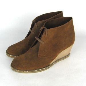 J CREW Macalister Brown Suede Wedge Booties 10.5